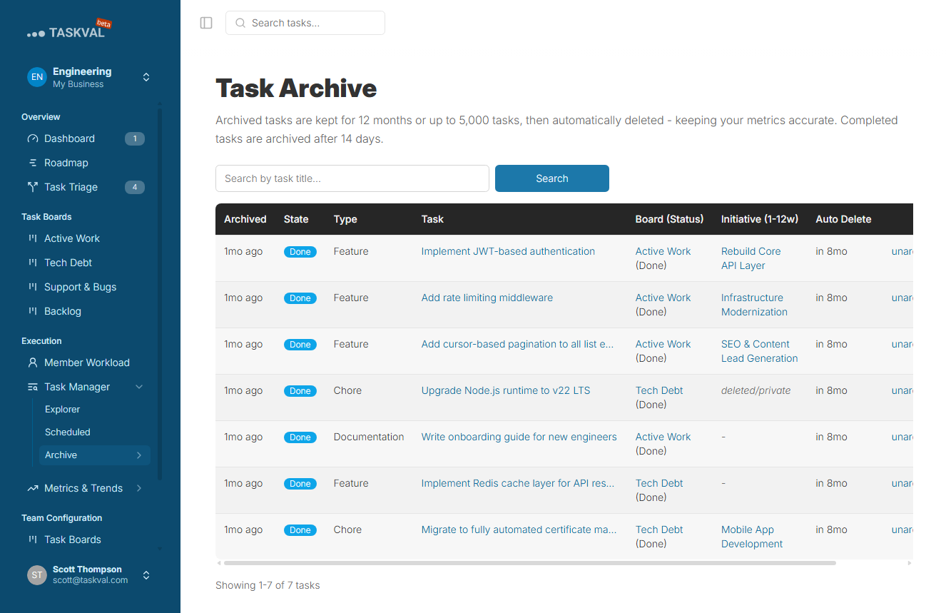 Task Archive